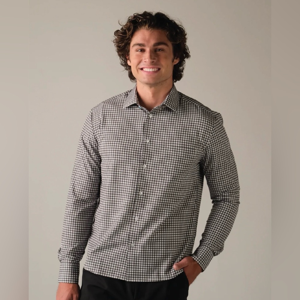 @COLLAR Range Shirt - White and Black Gingham Size XL Athletic Fit